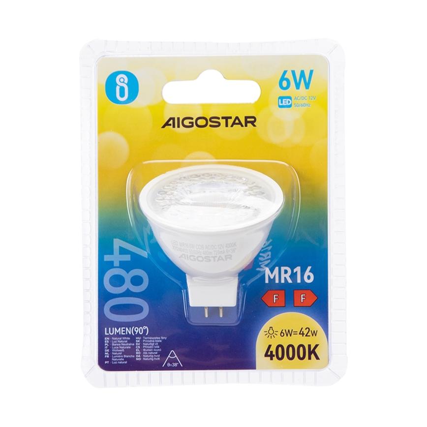 LED-pære MR16 GU5,3/6W/12V 4000K - Aigostar
