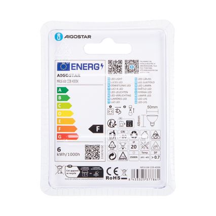 LED-pære MR16 GU5,3/6W/12V 4000K - Aigostar