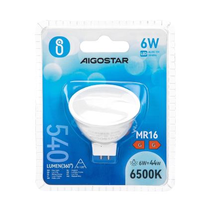 LED-pære MR16 GU5,3/6W/12V 6500K - Aigostar