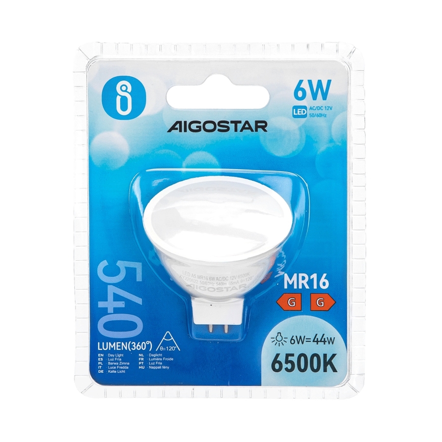 LED-pære MR16 GU5,3/6W/12V 6500K - Aigostar
