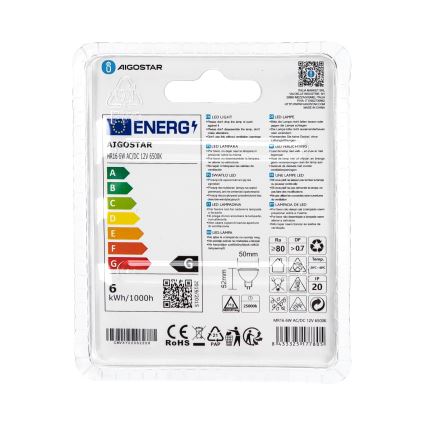 LED-pære MR16 GU5,3/6W/12V 6500K - Aigostar