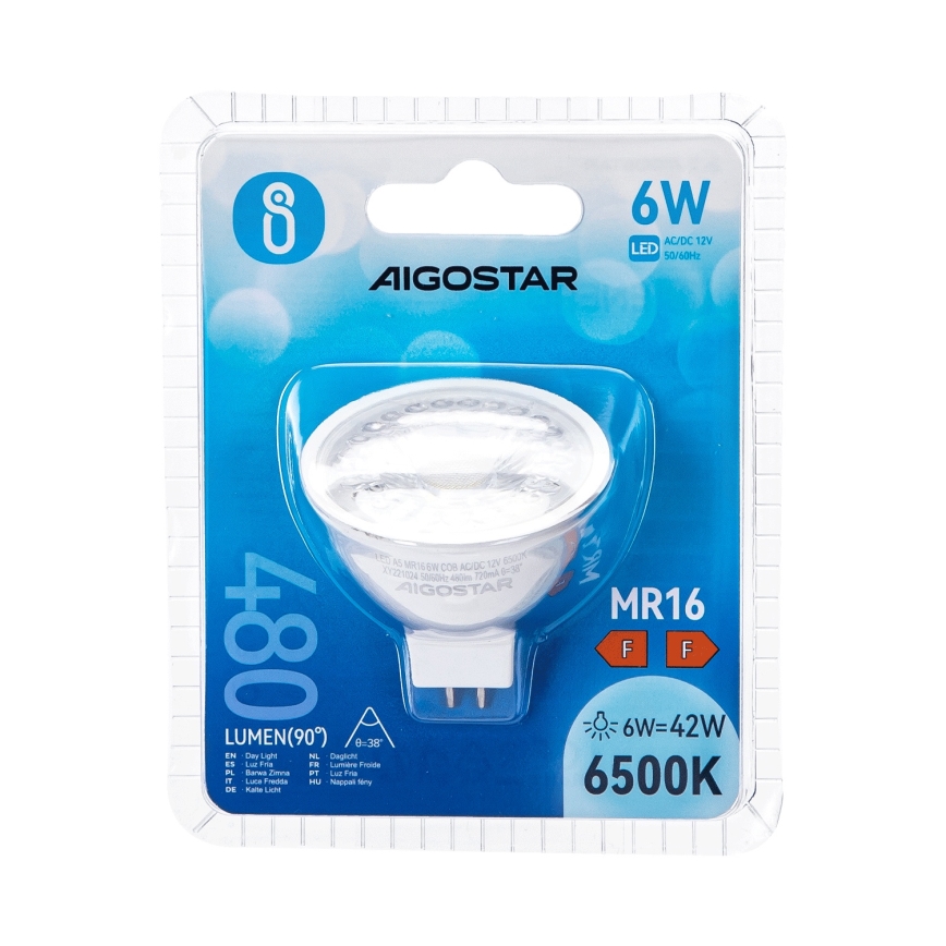 LED-pære MR16 GU5,3/6W/12V 6500K - Aigostar