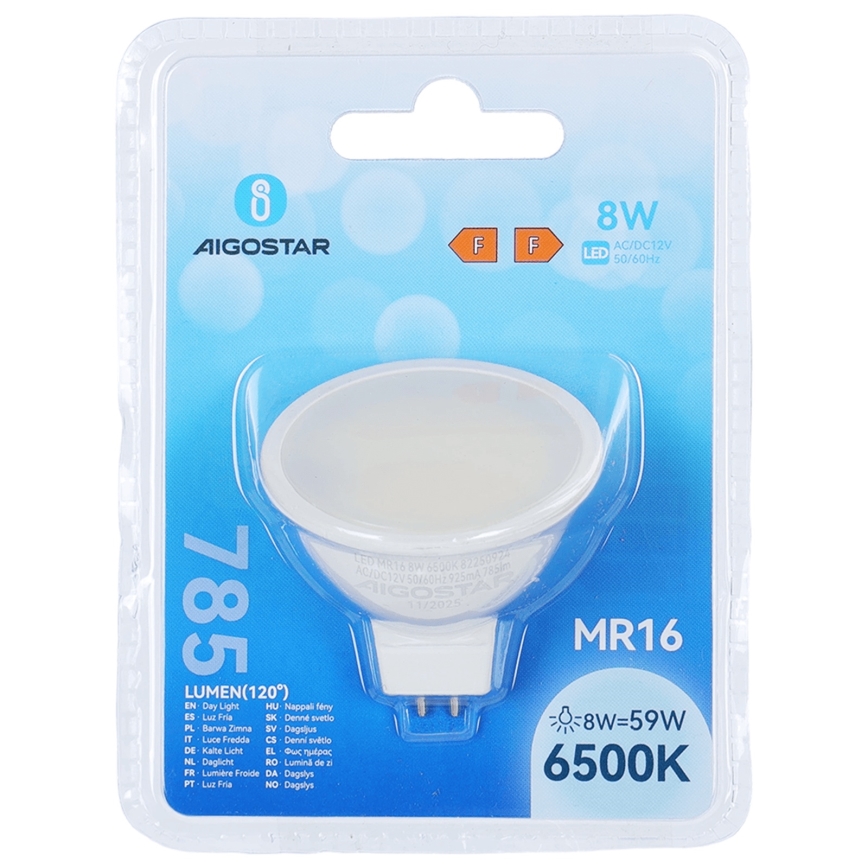 LED-pære MR16 GU5,3/8W/12V 6500K - Aigostar