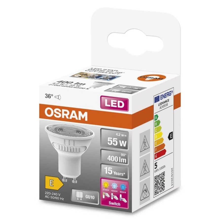 LED-pære PAR16 GU10/4,2W/230V 2700/4000/6500K 36° - Osram