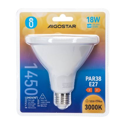 LED-pære PAR38 E27/18W/230V 3000K - Aigostar