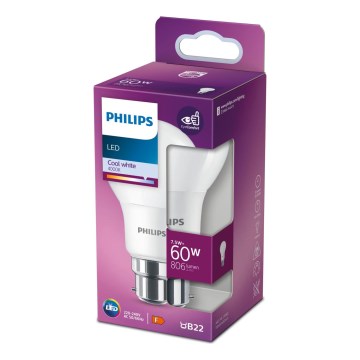 LED-pære Philips A60 B22/7,5W/230V 4000K