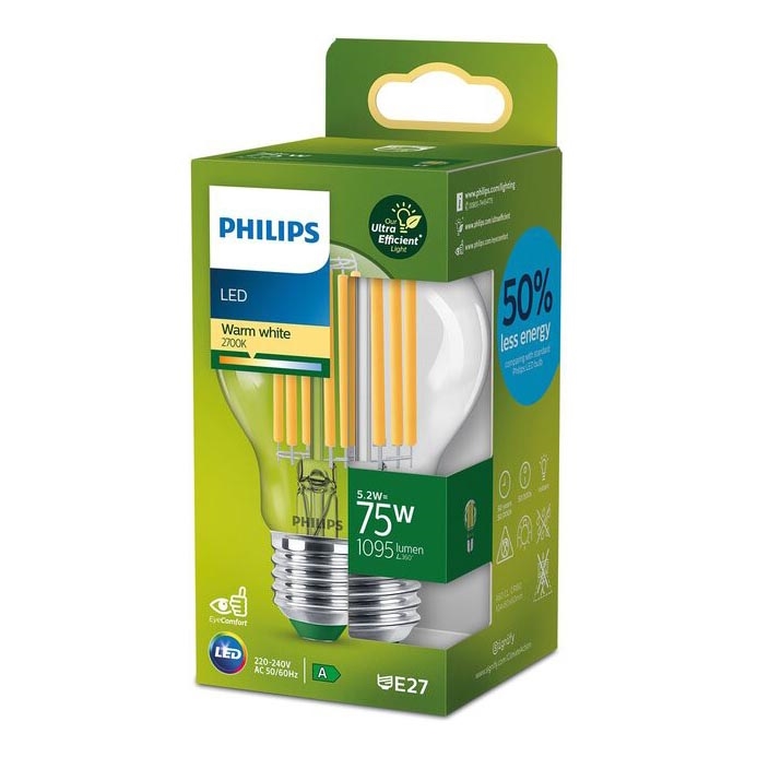 LED-pære Philips A60 E27/5,2W/230V 2700K