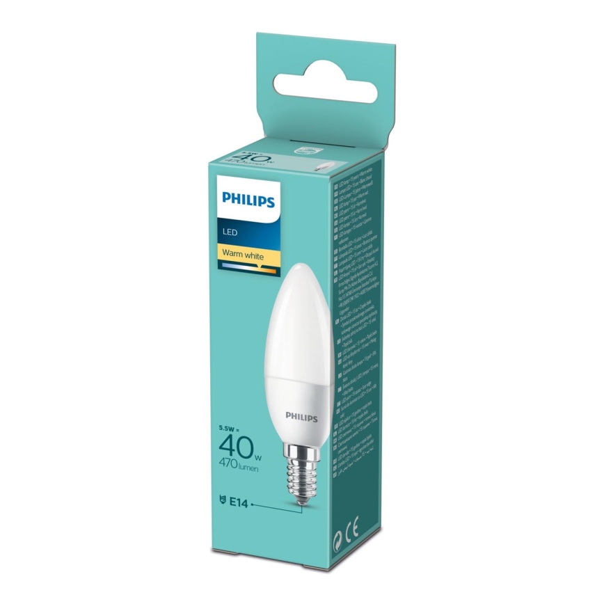 LED-pære Philips B35 E14/5,5W/230V 2700K