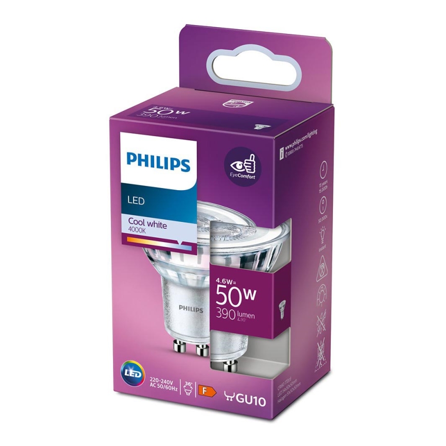 LED-pære Philips GU10/4,6W/230V 4000K