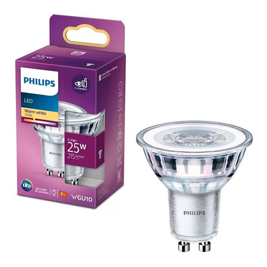 LED-pære Philips PAR16 GU10/2,7W/230V 2700K