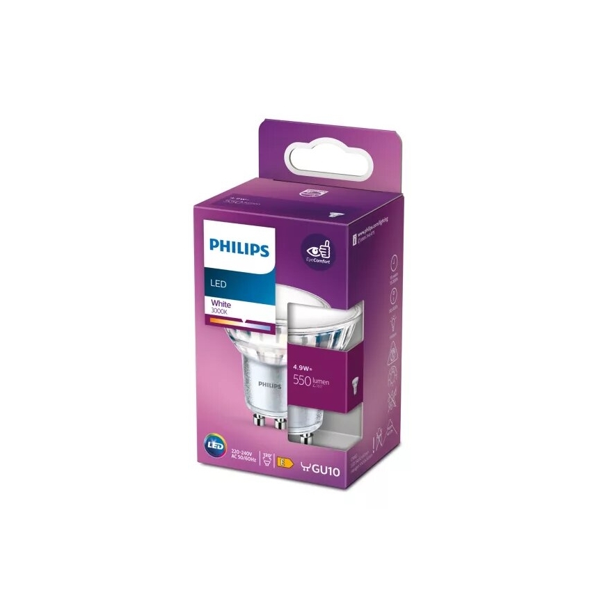 LED-pære Philips PAR16 GU10/4,9W/230V 3000K