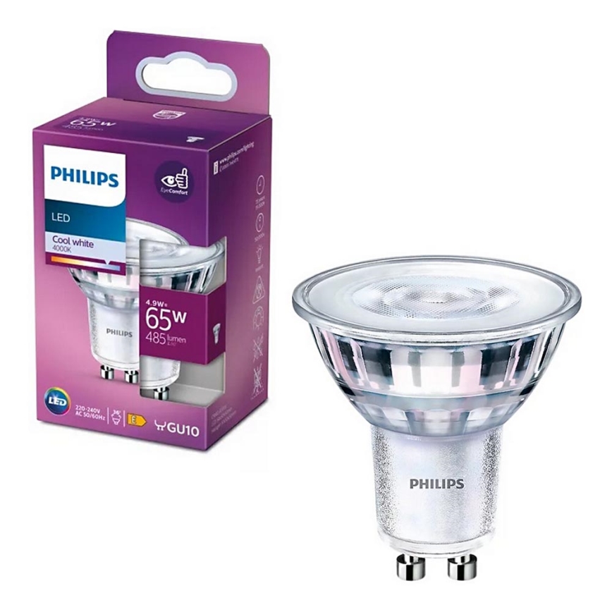 LED-pære Philips PAR16 GU10/4,9W/230V 4000K