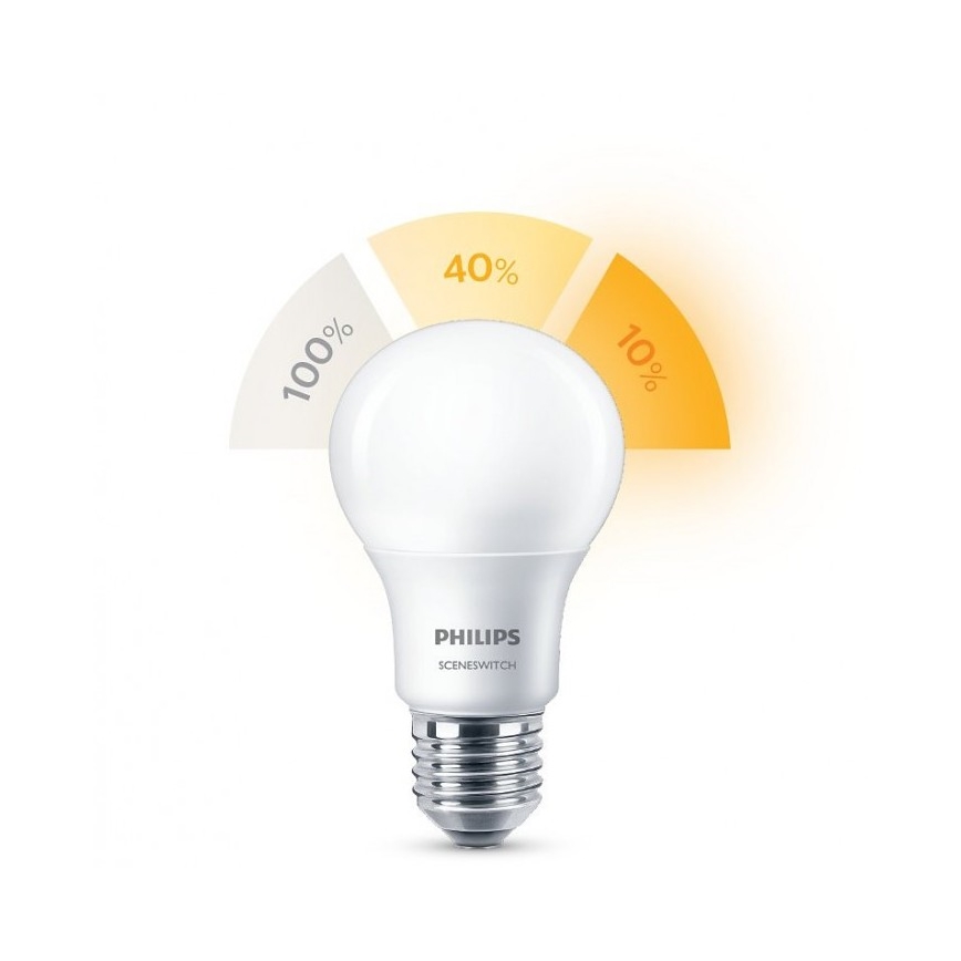 LED-pære Philips SCENE SWITCH A60 E27/8W/230V 2200K-2700K