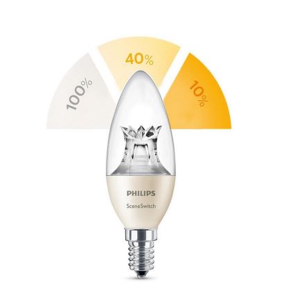 LED-pære Philips SCENE SWITCH B38 E14/5,5W/230V 2200K-2700K