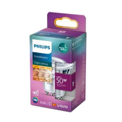 LED-pære Philips SCENE SWITCH PAR16 GU10/4,8W/230V 2200/2500/2700K