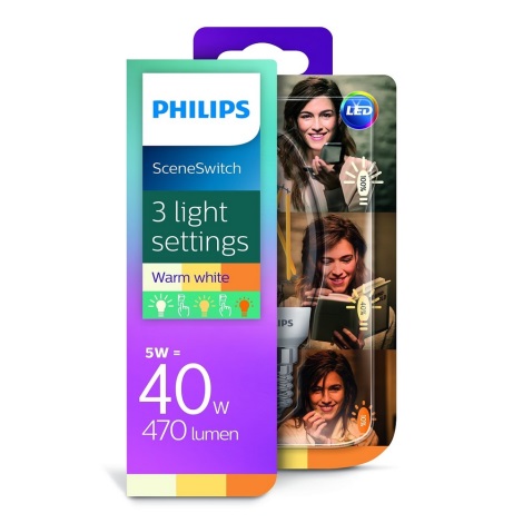LED-pære Philips SCENE SWITCH VINTAGE E14/5W/230V 2200K-2700K