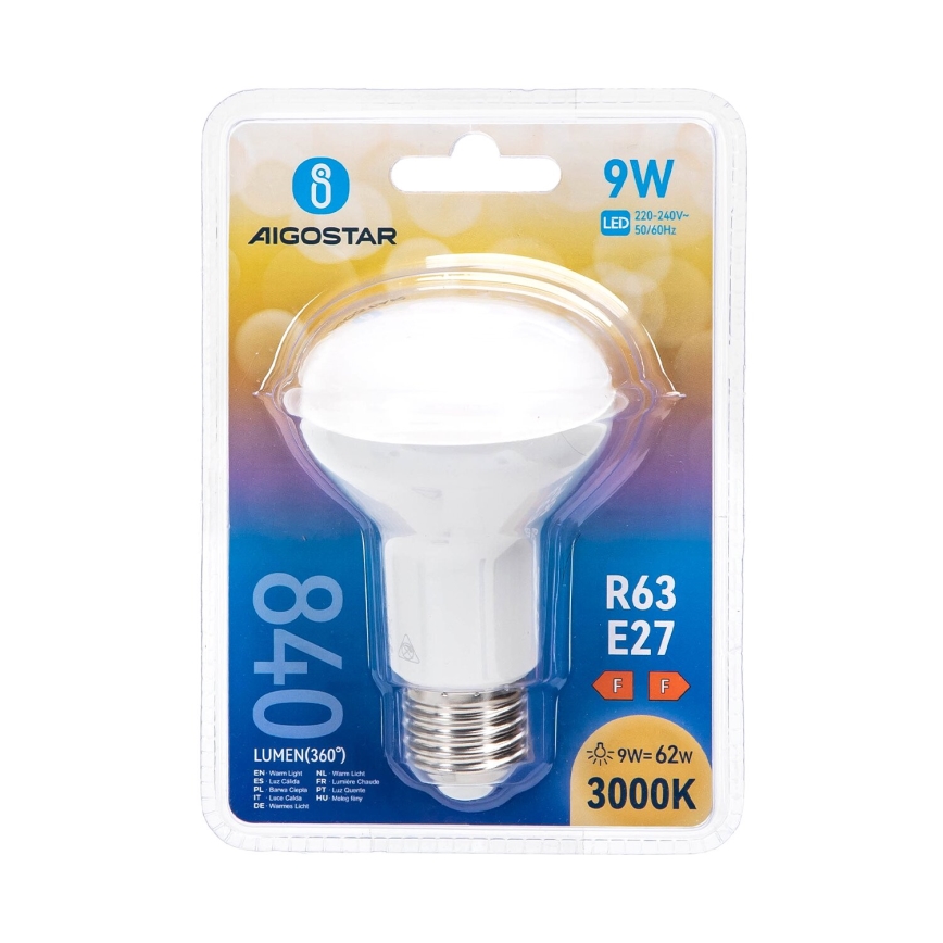 LED-pære R63 E27/9W/230V 3000K - Aigostar