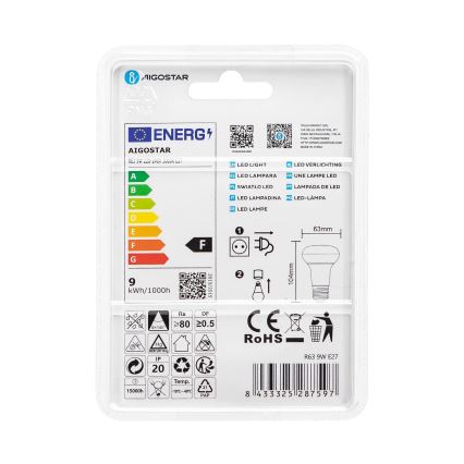 LED-pære R63 E27/9W/230V 3000K - Aigostar