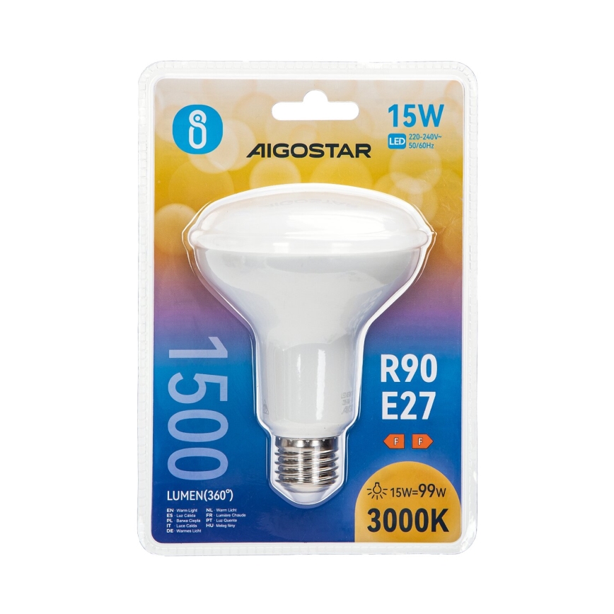 LED-pære R90 E27/15W/230V 3000K - Aigostar