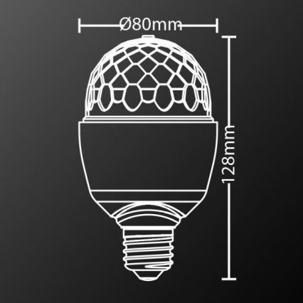 LED-pære RGB-farver DISCO A60 E27/3W/230V