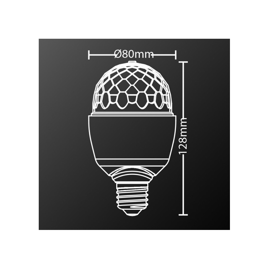 LED-pære RGB-farver DISCO A60 E27/3W/230V