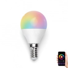 LED-pære RGB-farver G45 E14/5W/230V 3000-6500K Wi-Fi - Aigostar