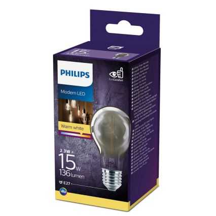 LED-pære SMOKY VINTAGE Philips A60 Eye Comfort E27/2,3W/230V 2700K