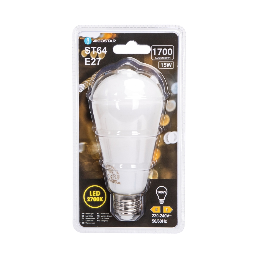 LED-pære ST64 E27/15W/230V 320° 2700K - Aigostar