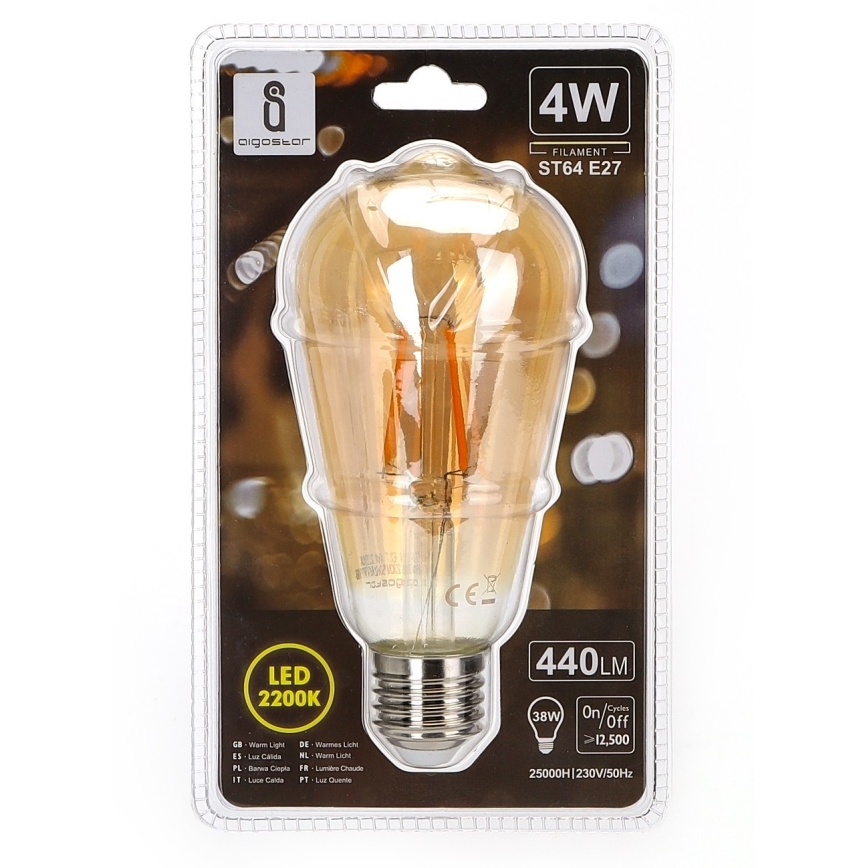 LED-pære ST64 E27/4W/230V 2200K - Aigostar