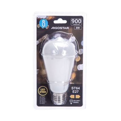 LED-pære ST64 E27/8W/230V 2700K - Aigostar