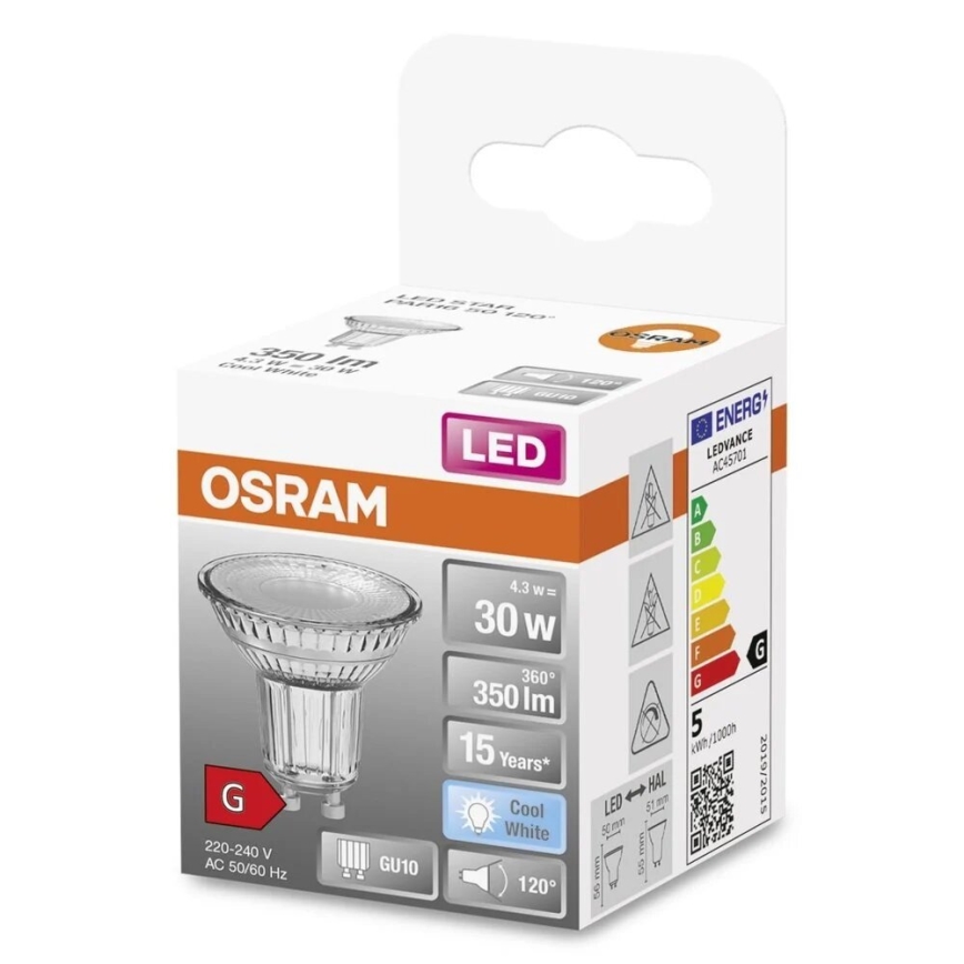 LED-pære STAR PAR16 GU10/4,3W/230V 4000K 120° - Osram