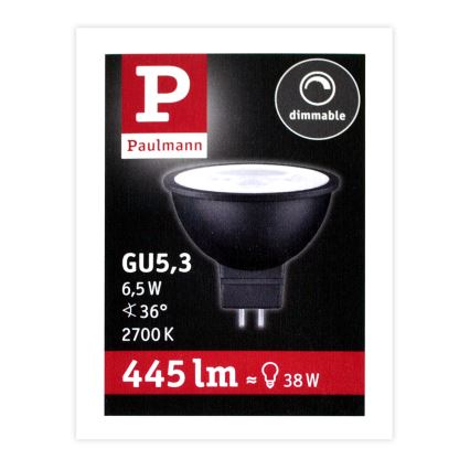 LED-pære til projektør dæmpbar GU5,3/6,5W/12V 2700K - Paulmann 28757