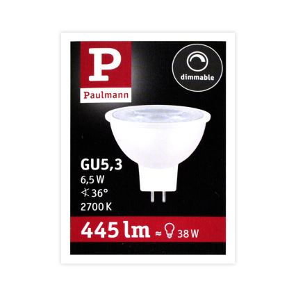 LED-pære til projektør dæmpbar GU5.3/6,5W/12V 2700K – Paulmann 28758