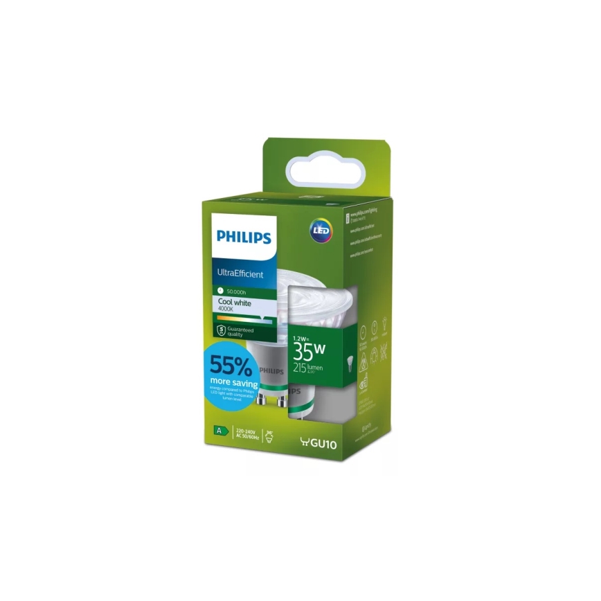 LED-pære ULTRAEFFICIENT Philips PAR16 GU10/1,2W/230V 4000K