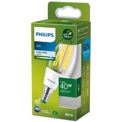 LED-pære ULTRAEFFICIENT VINTAGE Philips B35 E14/2,3W/230V 4000K