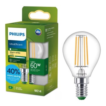 LED-pære ULTRAEFFICIENT VINTAGE Philips P45 E14/3,8W/230V 2700K
