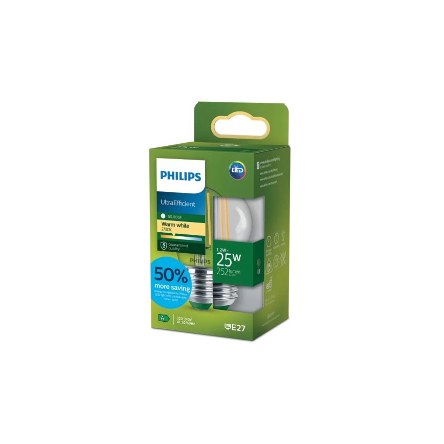 LED-pære ULTRAEFFICIENT VINTAGE Philips P45 E27/1,2W/230V 2700K