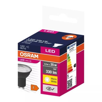 LED-pære VALUE PAR16 GU10/4,5W/230V 2700K 120° sort - Osram