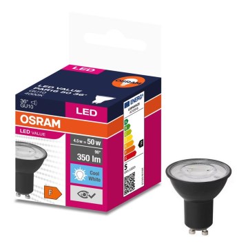 LED-pære VALUE PAR16 GU10/4,5W/230V 6500K 36° sort - Osram