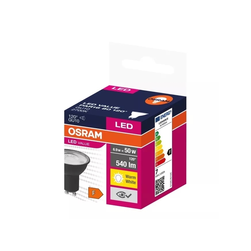 LED-pære VALUE PAR16 GU10/6,9W/230V 2700K 120° sort - Ledvance
