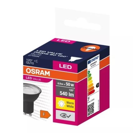 LED-pære VALUE PAR16 GU10/6,9W/230V 2700K 120° sort - Osram