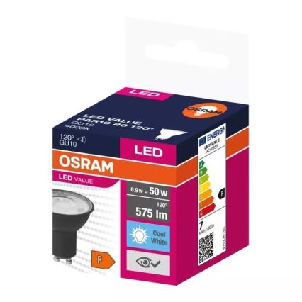 LED-pære VALUE PAR16 GU10/6,9W/230V 4000K 120° sort - Ledvance
