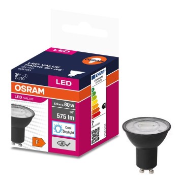 LED-pære VALUE PAR16 GU10/6,9W/230V 4000K 36° sort - Ledvance
