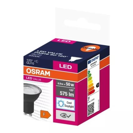 LED-pære VALUE PAR16 GU10/6,9W/230V 6500K 120° sort - Ledvance