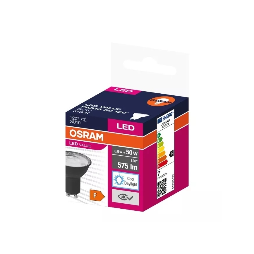 LED-pære VALUE PAR16 GU10/6,9W/230V 6500K 120° sort - Osram