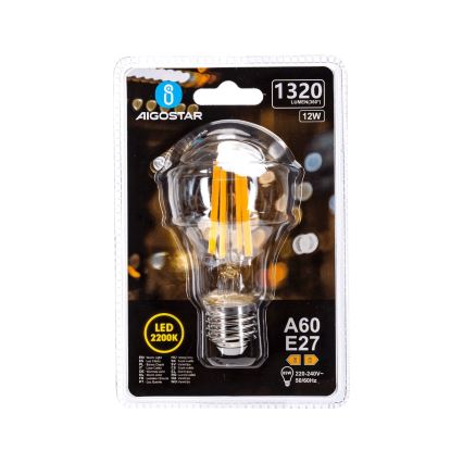 LED-pære VINTAGE A60 E27/12W/230V 2200K - Aigostar