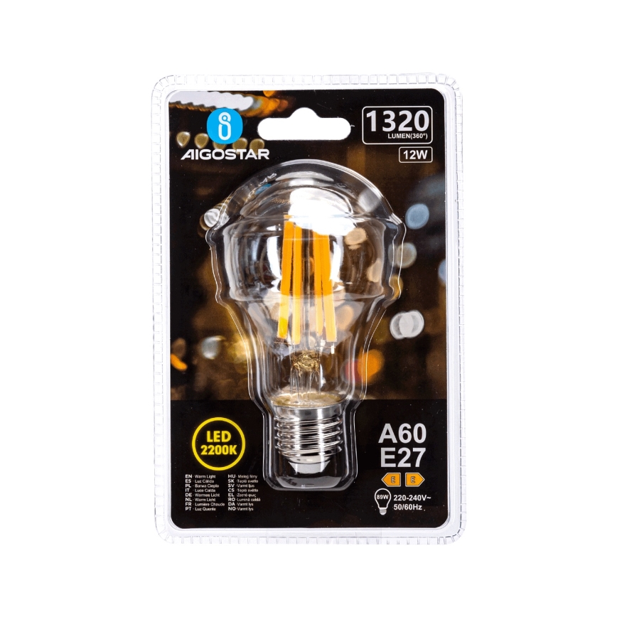 LED-pære VINTAGE A60 E27/12W/230V 2200K - Aigostar
