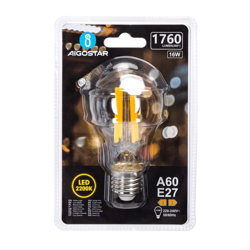 LED-pære VINTAGE A60 E27/16W/230V 2200K - Aigostar