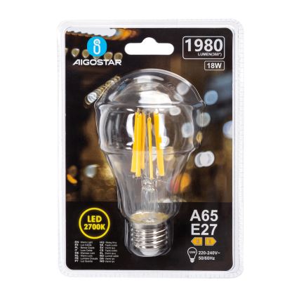 LED pære VINTAGE A65 E27/18W/230V 2700K - Aigostar