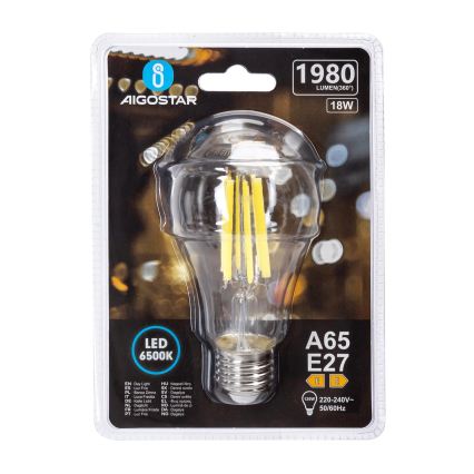 LED-pære VINTAGE A65 E27/18W/230V 6500K - Aigostar